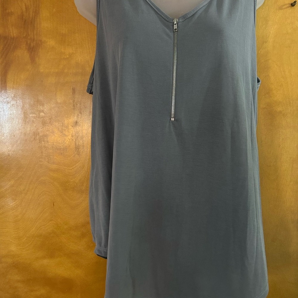 Ladies Charcoal Sleeveless Tank with Zipper